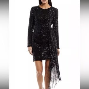 NEW sequin white belle badgley mischka dress